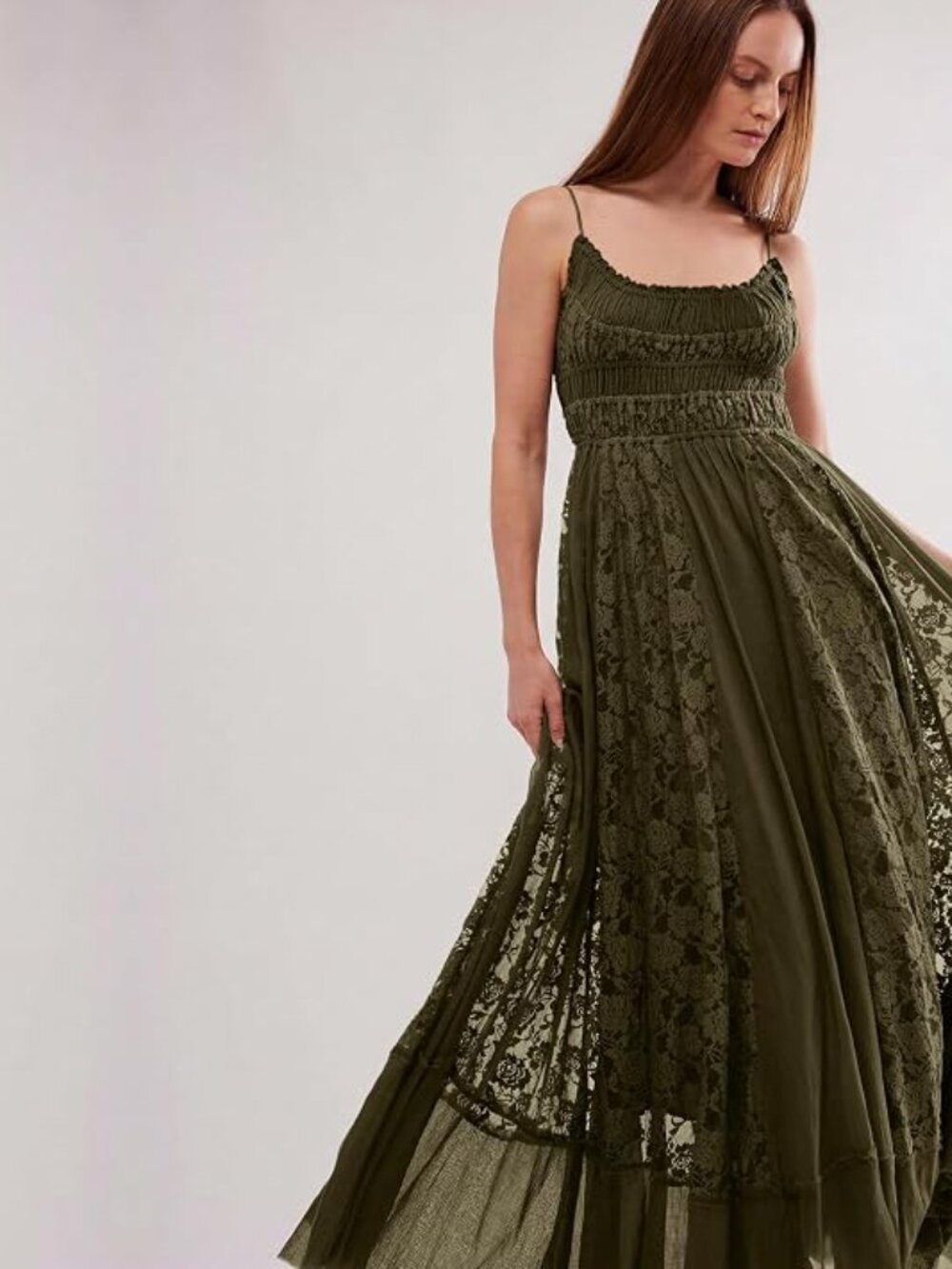 Summer Dress for Women Casual Lace Floral Embroidered Bohemian Maxi Dress Flowy